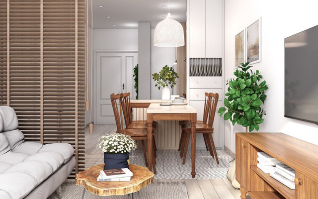 Căn hộ có nội thất làm bằng gỗ tự nhiên