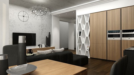 Căn hộ phong cách với màu đen, trắng và nâu gỗ - Ảnh 3. Căn hộ phong cách với màu đen, trắng và nâu gỗ - Ảnh 3.